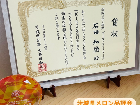2024茨城メロン品評会グランプリ受賞👑クインシーメロン大箱(4L3個入り)