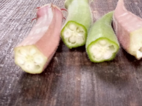 オクラ　赤＆緑　自然栽培　自家採種　1000g