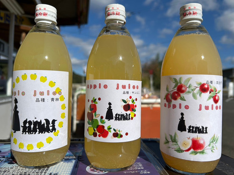 りんごジュース　600ml×3セット（青林、ほおずり）　100％ストレート果汁　おまかせ