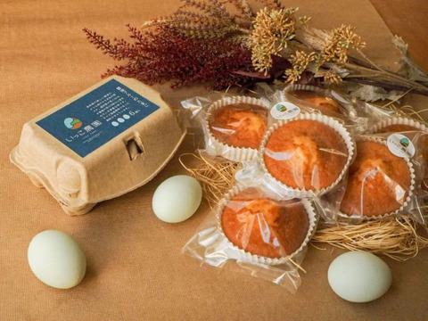 【期間限定！】熊本県南阿蘇村の自社農場で育てた平飼い卵をたっぷり使った『マドレーヌ』と「青い卵」のセット