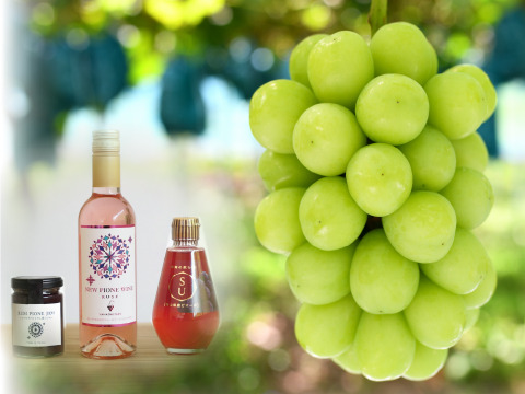 花笑み農園　シャインマスカットと加工品セット（ピオーネジャム＆飲む酢＆ピオーネワイン）【9/23～順次発送】S-JWN