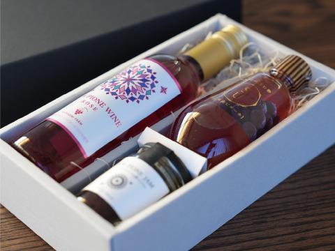 花笑み農園　花笑みピオーネの加工品3種セット　『ラムピオーネジャム＆ニューピオーネワイン＆果実の飲む酢』JWpN