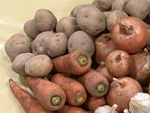 有機栽培越冬野菜セット100サイズ
　ジャガイモ5kg+玉ねぎ4㎏+人参3kg+ニンニク3個
