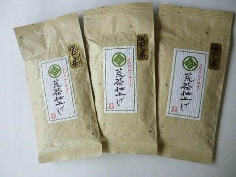 配達時間指定 静岡(森町産)深蒸し煎茶【荒茶仕上げ】100g×3本