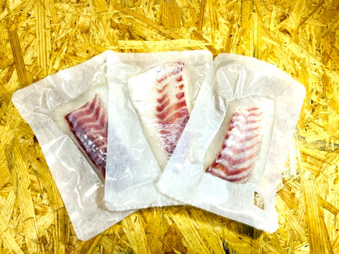 【合わせ買いで楽しくお買い物を】百年漁師の真鯛　お刺身用サク　冷凍（3パック約280g）