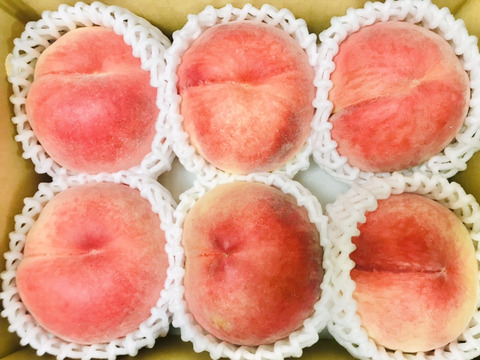 山梨の甘い桃　特大サイズを2キロ箱に6個詰めて発送 ももやのきよし 山梨一宮の甘い桃 特大サイズを6個詰めて発送 あと僅か ももやの