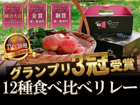 🏆全国グランプリ3冠記念キャンペーン🏆最高鮮度12種類食べ比べリレー『樹上完熟ブランド桃』小野桃園ブランドを心行くまで味わい尽くす選ばれし者の桃好きのための悶絶コース🍑【朝どれ】グランプリの実力糖度