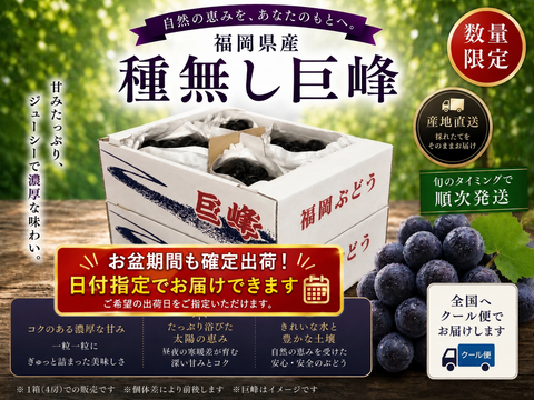 【先行予約受付中】旬の高級ぶどう/種無し巨峰　お盆期間確約御贈答