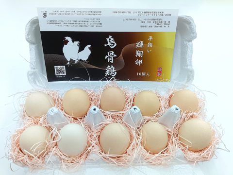 烏骨鶏【10個入り】　濃厚な黄身！爽やかな白身が自慢！【烏骨鶏輝翔卵】