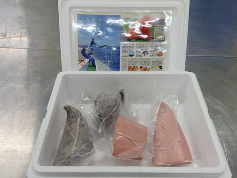 S1セット日光丸船上活〆鰹藁焼と鰹赤身2ブロック x 各2ブロック（合計4ブロック)