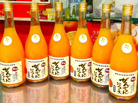 【2割引・賞味期限が間近の６本セット】【昔も今も変わらない美味しさ】がんちゃん　温州ミカン完熟贅沢絞りジュース720㎖