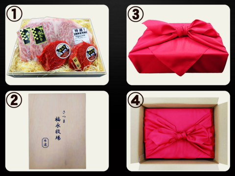 【冬ギフト】★桐箱贈答用★「さつま福永牛」豪華ステーキセット【サーロインステーキ2枚(560g) ＆ヒレステーキ2枚(360ｇ)「熨斗対応可」