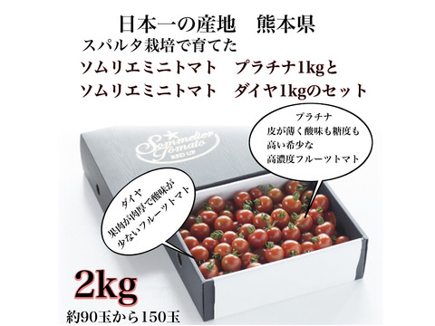 【極み】食べ比べ　ソムリエミニトマト　プラチナ1kgとダイヤ1kgのセット