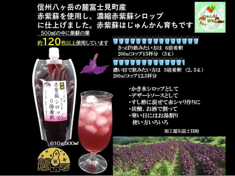 赤紫蘇シロップ6倍希釈610ｇ(500㎖)×1個