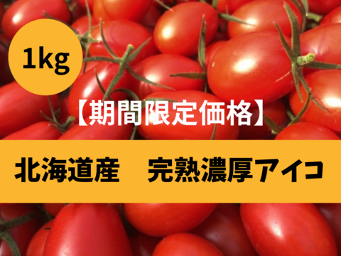 あま〜〜い！！濃い！！完熟ミニトマト「アイコ」(1kg)北海道産・ご自宅用