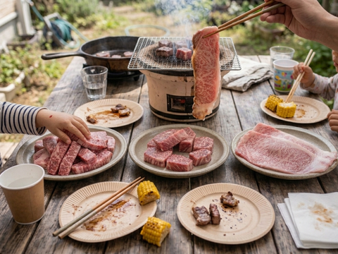 「焼きながら、分け合いながら。焼肉3種セット」　300g×3種（肩・肩ロース・サーロイン焼きしゃぶ　3種のセット）