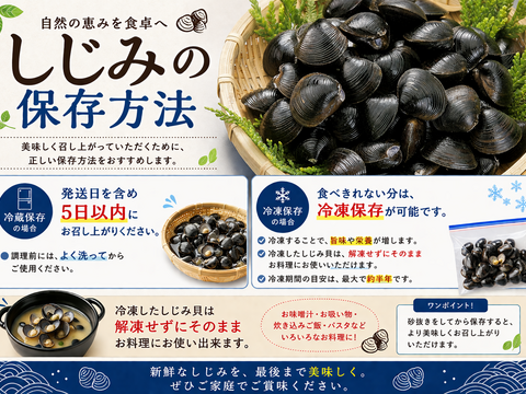 『とれたて新鮮』十三湖産大和しじみ　中サイズ500ｇ×2Ｐ