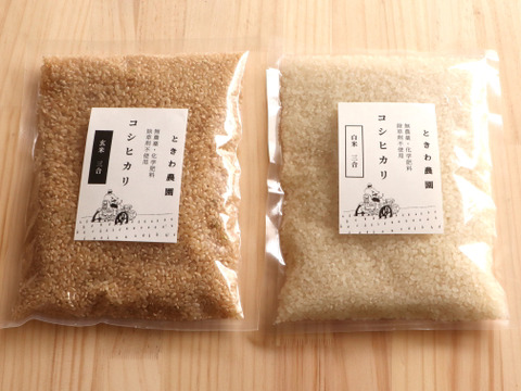 【農薬・化学肥料不使用】令和5年度　コシヒカリ《白米・玄米》　お試しパック各3合・900g
