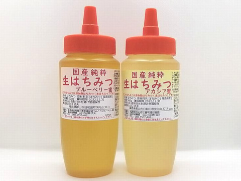 【数量限定】国産純粋生はちみつ【アカシア蜜&ブルーベリー蜜】500g2本セット