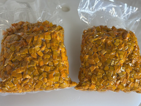 【サラダカボチャ】万次郎　皮無生カット1cm角（冷凍パック）2kg（1kg×2パック）