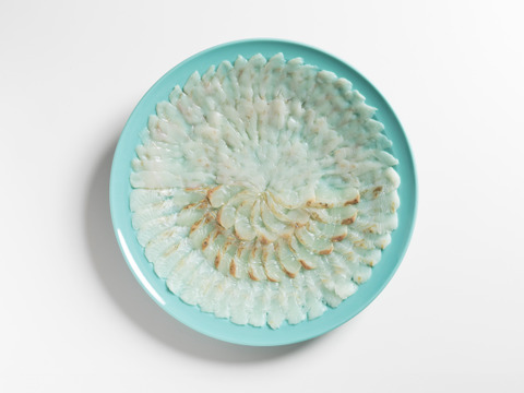 とらふぐのてっさ＆ひらめの薄造り（大皿）/1皿