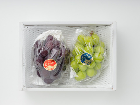 （家庭用）シャインマスカット（「ゴールデンシャインマスカット」）とニューピオーネ（一房400g前後×２）