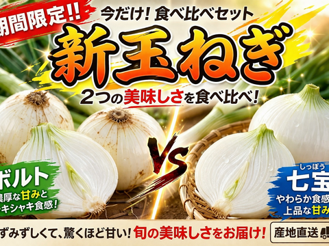 【極上の新玉体験】生食の「七宝」＆万能「ボルト」贅沢食べ比べ3kg（サイズ混合）