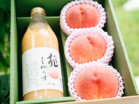 【福袋2025】桃尽くしセット〜桃3個と桃100%ジュース1本