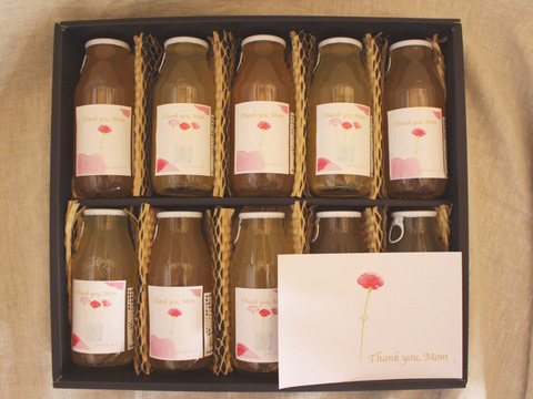 【母の日ギフト】【メッセージカード付き】りんご100％ストレートジュース180ml飲みきりサイズ10本入り〜シナノスイート&シナノゴールド〜