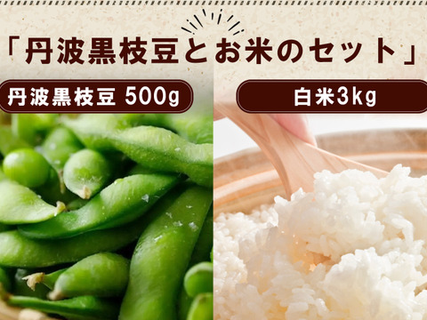 【秋の味覚】丹波黒枝豆500gと新米3kgのセット🫛🌾🍂 土づくりにこだわる農薬節約栽培🌱 丹波黒大豆枝豆 丹波黒豆 丹波黒 枝豆 edamame コシヒカリ（白米）