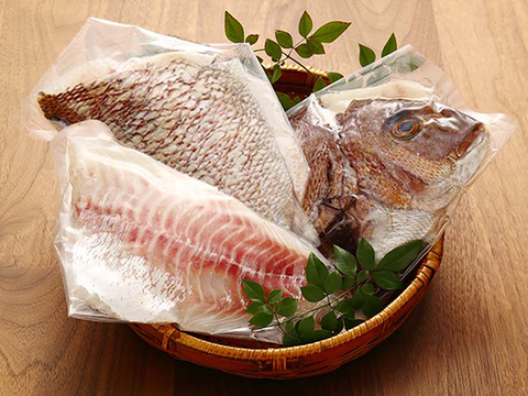 まだ間に合う！！【母の日ギフト】【メッセージカード付き】南伊勢ブランド真鯛を半身ずつ味わう！＜半身ずつ食べ比べ［皮あり・皮なし］＞