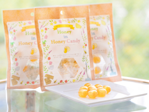 【福袋】はちみつが中からとろ～り♪人気の「ハニーインハニーキャンディ」2袋と、砂糖不使用、はちみつのすっきりした甘さが魅力の「ハニーラテベース」2本の、ホッとひといきセット