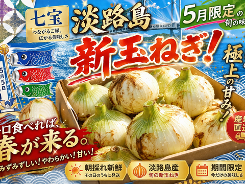 【淡路島の傑作】とろける極上の甘み！新玉ねぎ「七宝」　５kg（サイズ混合）