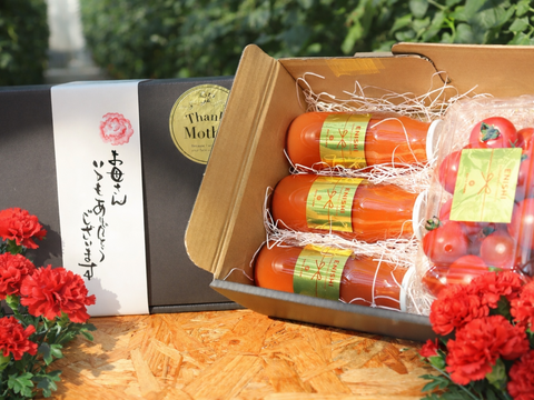 【母の日ギフト】フルーティーで芳醇なミニトマトと無添加トマトジュースのギフトセット