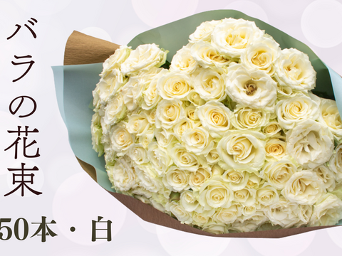 【純白】白バラ50本｜誓い・ウェディング・記念日に