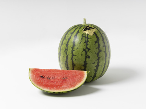 【7月下旬より発送開始】とにかく甘い！数量限定八色産【小玉スイカ】「こまがた家の八色のスイカ」4玉