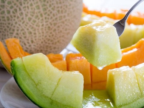 【茨城県 旭村産】 イバラキング&クインシーメロン詰め合わせ【2玉】