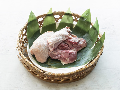 久米島赤鶏 モモ1㎏＋ムネ1㎏、しゃぶしゃぶ用スライス、ぶつ切りセット