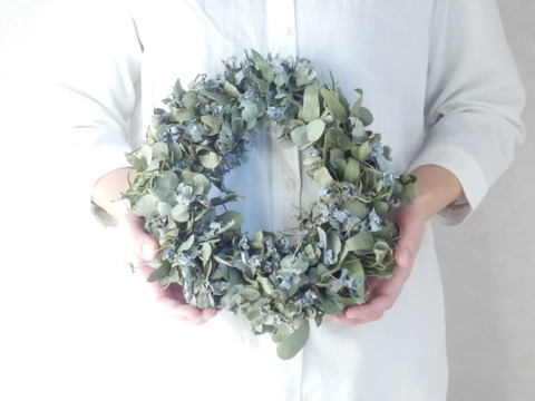 ドライユーカリ･リース/グリーンカラーMサイズ（直径約25～29㎝）
