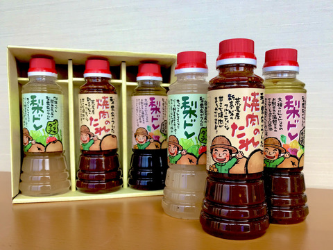 【500円引き‼2箱セット】完熟荒尾梨を贅沢に使った!梨ドレッシングと焼肉のたれの詰め合わせ