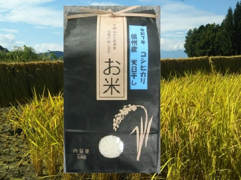 【令和7年新米】信州産＜ひと味違う！希少の天日干しはぜかけ米＞コシヒカリ(5㎏)