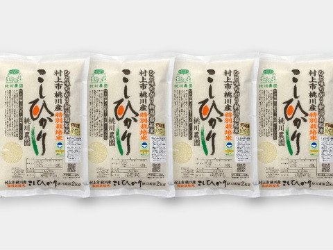 令和４年新米【岩船米 桃川産コシヒカリ】特別栽培米8kg（２kg×４）
