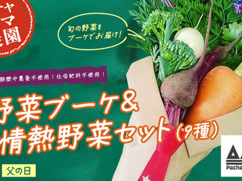 ベジブーケでお父さんに感謝を伝えよう☆野菜の花束と情熱野菜セット9品目【父の日ギフト】パチャママ農園　メッセージつき