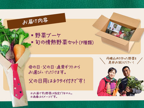 ベジブーケで感謝を伝えよう☆野菜の花束と情熱野菜セット9品目【通常ギフト】パチャママ農園　メッセージつき