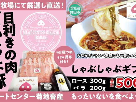 【自社牧場にて厳選！】国産ポーク「だいじょ豚」 しゃぶしゃぶギフト 合計 500g(ロース300g バラ200g)｜豚 ぶた ポーク 焼肉 BBQ アウトドア キャンプ 国産 国産豚 ブランド豚