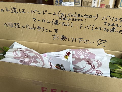 【母の月ギフト】■ピンクユリ５本束■ F.F.HIRAIDEがおすすめする子をお届け♥簡易包装❤5月13日着~