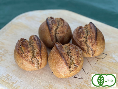 全部有機！Singleパン⑮：麦の栽培から一貫生産　自然栽培有機小麦のみ使用した有機ガーリックフランス4個