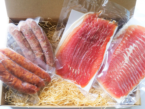 【悠牧豚】ドバーっと肉汁、サラリと生ハム、飲むフランク&生ハム詰め合わせ(各種2パックずつ)
