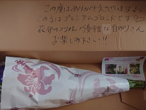 【秋彼岸含みます】簡易包装■白ユリ５本束■年間50品種の中からその時におススメの子をお届けします♥