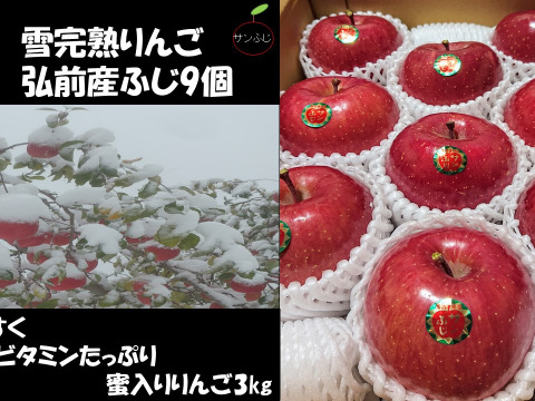 青森県産りんご  糖度１４%以上 「冬ギフト」   大人気 希少雪完熟りんご ３kg９個